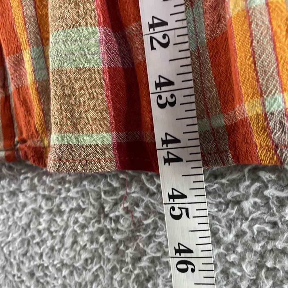 Urban Outfitters Midi Dress Womens Medium Orange Plaid Off Shoulder Smocked - Picture 9 of 15